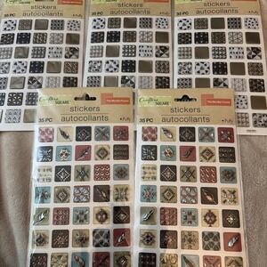 Lot Of 5 Crafters Square Sticker Sheets  205 Puffy Stickers Lot 011 Scrapbook